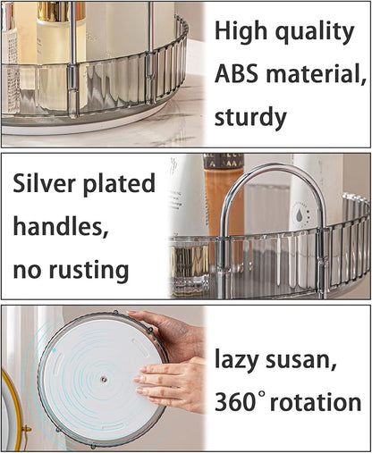 shuang qing Rotating Makeup Organizer for Vanity, High-Capacity Skincare Clear Make Up Storage Perfume Organizers Cosmetic Dresser Organizer Countertop 360 Spinning (Gray, 2 Tier)