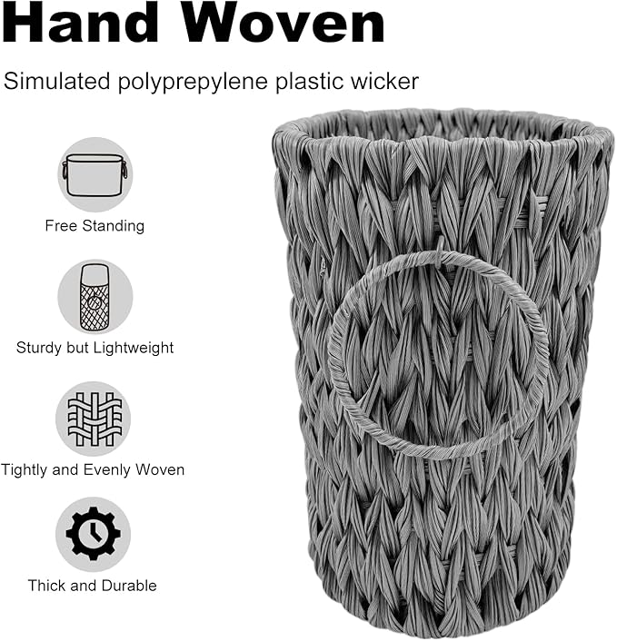 Coeusy Toilet Paper Storage,Narrow Toilet Paper Basket for Bathroom,Large Toilet Paper Organizer for 6 Mega Rolls,Waterproof Wicker Bathroom Storage Basket,Free Standing,Grey