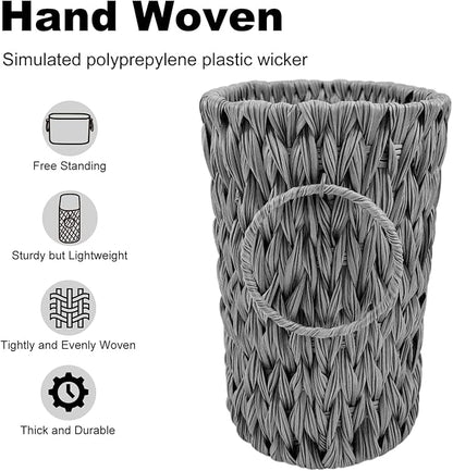 Coeusy Toilet Paper Storage,Narrow Toilet Paper Basket for Bathroom,Large Toilet Paper Organizer for 6 Mega Rolls,Waterproof Wicker Bathroom Storage Basket,Free Standing,Grey