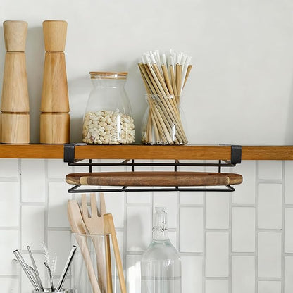 Housoutil Stainless Steel Under Cabinet Cutting Board Holder, One-Layer Chopping Board Holder, Space-Saving Rack for Countertop and Cabinet Door Storage
