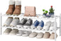 viewcare Long Shoe Rack for Entryway,Shoe Organizer for Hallway Closet, Bamboo Wood Shoe Racks for Indoor Outdoor (White, 2-Tier Long)