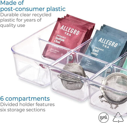 iDesign Clear Tea Bag & Sugar Packet Organizer for Drawer, Cabinet or Kitchen Countertop