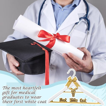 Reallnaive First White Coat Hanger Medical Student Graduation Gift for Pharmacist New Doctor PhD Gift White Coat Ceremony Med School Graduation Congratulation Favor