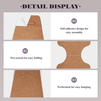 500pcs Jewelry Display Cards with Adhesive,1.7*4.7inch Necklace Display Cards with 500pcs Packaging Bags Jewelry Holder Cards Hanging for Earring Hair Band Keychain Scrunchies (500pcsBlack)