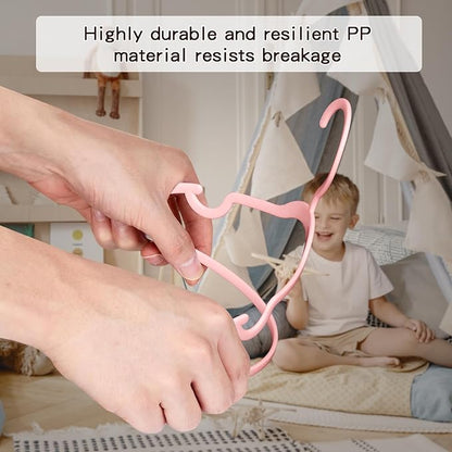 60 Pack Baby Plastic Hangers,12.83" Ultra-Thin,Non-Slip Hangers for Children. Ideal for Closets and Nurseries.Designed for Newborns and Children's Clothing,Including Trousers,Coat,Dresses.(Pink)