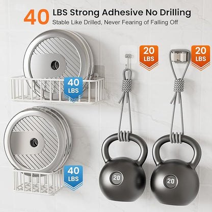 11 Pack Broom Holder Wall Mount Self Adhesive,Broom and Mop Organizer Wall Hanging with Cleaning Supplies Organizer and Utility Hooks Grippers,Broom Hanger Storage Rack for Closet Cabinet Laundry Room