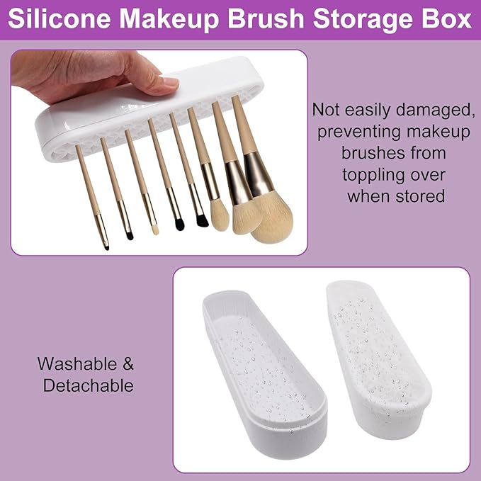 1Pcs White Makeup Brushes Holder Silicone Make Up Brush Holder Stand Makeup Vanity Brush Holders for Painting Pen Brushes Nail Clippers Drill Pens Ruler Sewing Craft Tools
