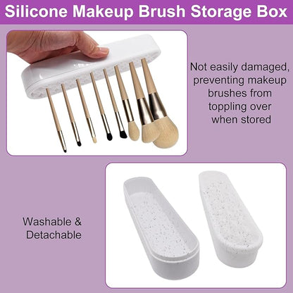 1Pcs White Makeup Brushes Holder Silicone Make Up Brush Holder Stand Makeup Vanity Brush Holders for Painting Pen Brushes Nail Clippers Drill Pens Ruler Sewing Craft Tools