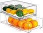 bealy 2 Pack Stackable Clear Drawer Organizer, Large Pull Out Fridge Organizers and Storage Container, Refrigerator Organizers and Storage for Fruit, Produce, Vegetables, Drinks, Snack and Food