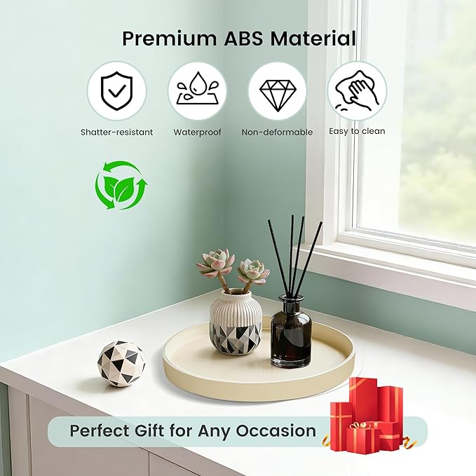 1 Pack 9" Bathroom and Vanity Tray, ABS Bathroom Counter Organizer, Coffee Table Decor for Perfume, Candles, Keys &More. Kitchen Countertop Organizer, Decorative Tray Soap Holder, Yellow