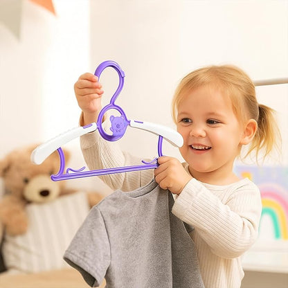 Baby Hangers for Nursery Closet 40 Pack Plastic Kids Clothes Hanger Space Saving Non Slip Extendable Toddler 11-14” Adjustable Hangers Heavy Duty Clothing Infant Hanger Bulk, Purple