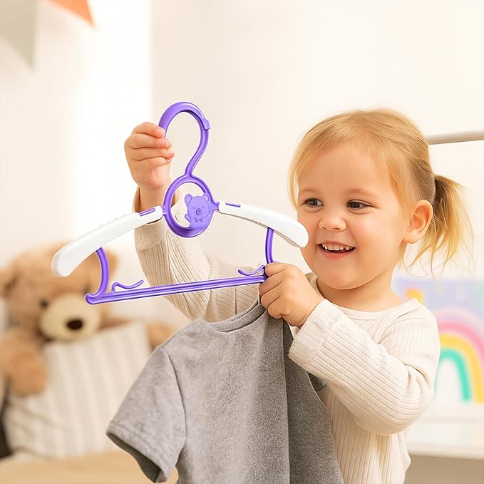 Baby Hangers for Nursery Closet 40 Pack Plastic Kids Clothes Hanger Space Saving Non Slip Extendable Toddler 11-14” Adjustable Hangers Heavy Duty Clothing Infant Hanger Bulk, Mixed Color for Boys