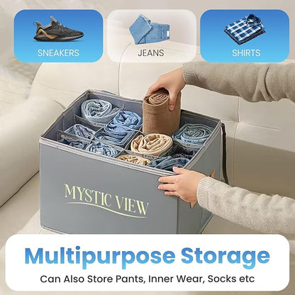 Shoe Organizer for Closet, With 2 Wood Shoes Horn Foldable Shoe Storage Containers Baskets Boxes Bins Adjustable Dividers