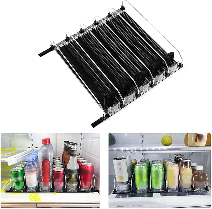 Drink Organizer for Fridge, 14.96 X 9.84in Width Adjustable Self Pushing Soda Can Dispenser for Household Refrigerator, Life Supermarket (5PCS)