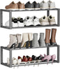Homeiju Hanging Shoe Organizer,2 Pack Wall Mounted Shoe Rack Holds 12 Pairs,Space Saving Metal Wall Shoe Rack,Hanging Shoe Rack Shoe Holder for Small Space,Entryway,Closet,RV,Camper (Grey)
