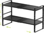 Expandable Shoe Rack Heavy-Duty Closet Organizer Adjustable Shelf Stackable Metal Framework for Entryway, Garage,RV,Pantry,Cabinet(Medium,2 Packs/Black)