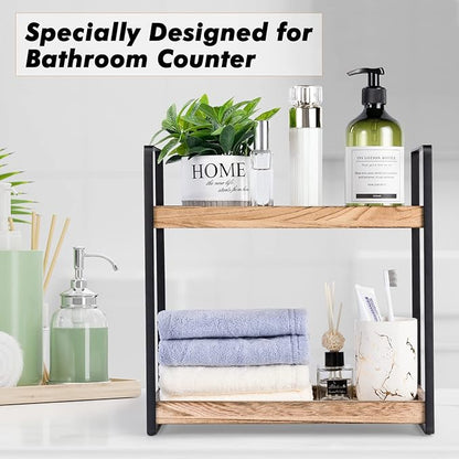 Giftacity Bathroom Counter Organizer and Storage - Kitchen Countertop Organizer for Bathroom Sink and Coffee Bar, 2-Tier Vanity Counter Tray Shelf for Restroom Decor