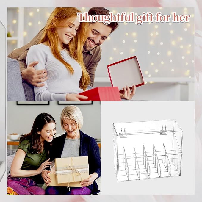 Lipstick Holder Display Case, 18 Slots Acrylic Organizer with Dust Cover, Lip Gloss Holder and Case for Vanity or Drawer, Cosmetic Display and Lipstick Storage Organizer