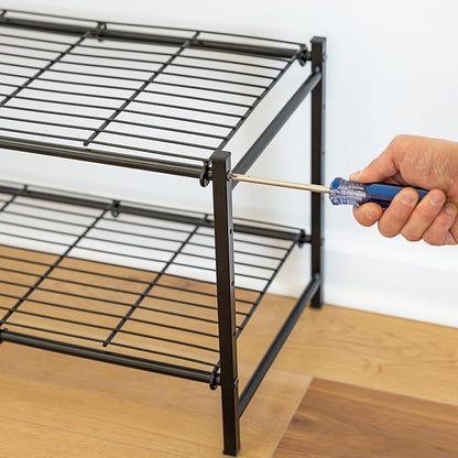 Teal Triangle Aspen Double Shoe Rack Storage Organizer | Sturdy Two-Tier Shoe Caddy for Floor Use | Heavy Duty Shoe Storage Rack for Entryway or Closet | Durable & Space-Saving Shoe Organizer