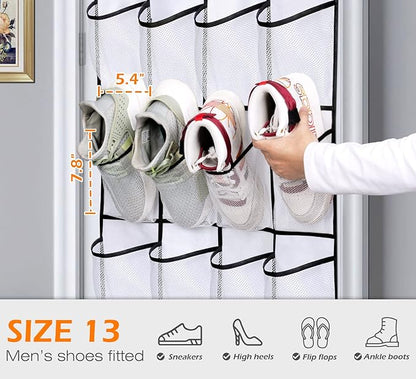 MISSLO 24 Large Pockets + 17 Deep Pockets Over the Door Shoe Organizer Hanging Rack for Door Closet Shoe Holder