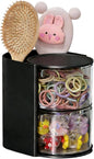 Azurphoric Hair Accessories Organizer with Hair Brush Holder, Rotatable Makeup Brush Holder for Necklaces, Earring, Bracelet, Ring, Makeup Brushes, Hair Clip and Hair Accessories (Black, 2-Layer)