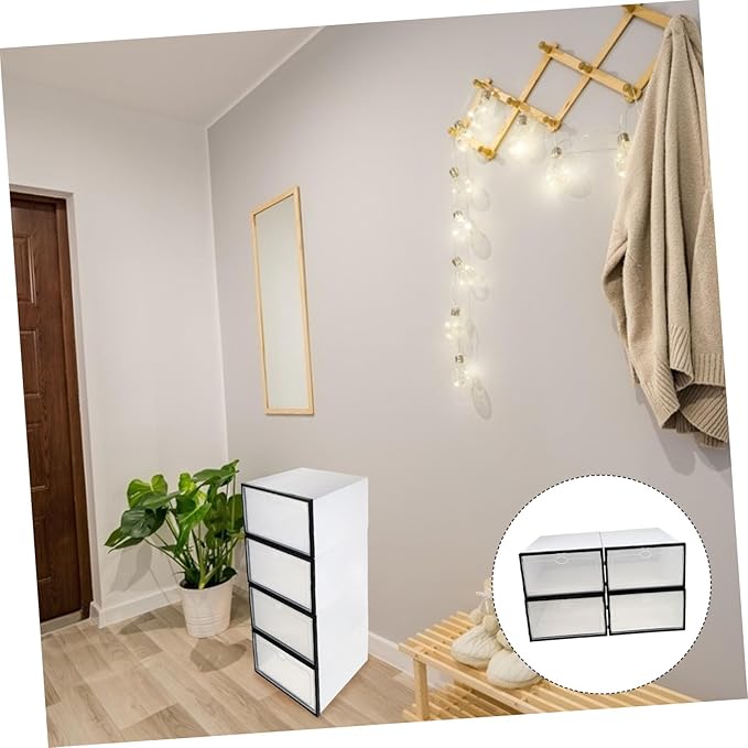 MAGICLULU 4pcs Thickened Shoes Holding Box Plastic Cases Home Use Shoe Box Container Convenient Storage Containers Lids