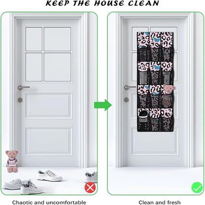 Pink Over The Door Shoe Organizer Mesh Pockets Spot Door Hanging Shoe Organizer for Dorm Room 12 Pockets Wall Hanging Storage