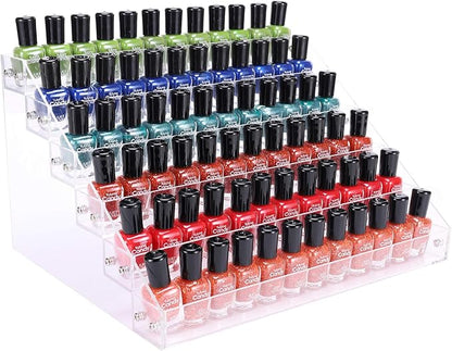 BTremary Clear Nail Polish Paint Organizer Holder Rack Shelf 6 Tier Acrylic Tattoo Ink Essential Oil Display Stand Holds Up to 48-96 Bottles for Table (Fit 1-2oz Bottles)