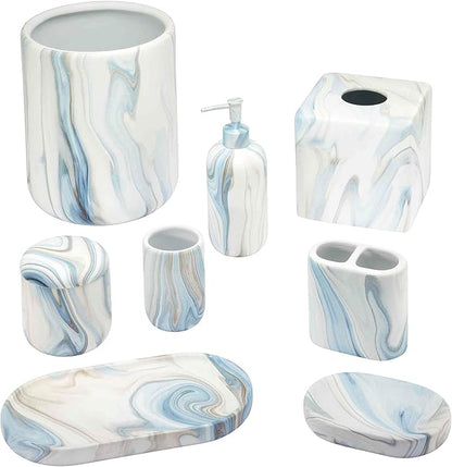 Avanti Linens - Vanity Tray, Resin Countertop Accessories, Guest Bathroom Essentials (Waves Collection, Blue)