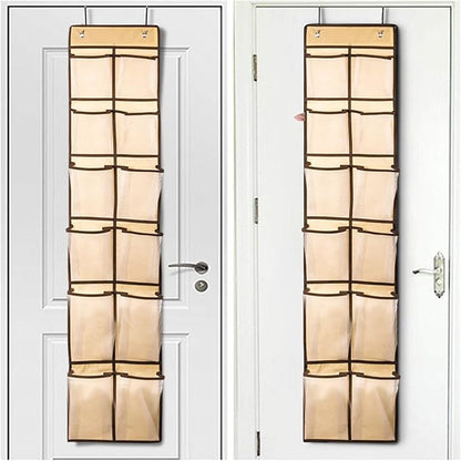 Over The Door Shoe Organizers, 2024 New 12 Large Pockets Hanging Shoe Organizer, Shoe Rack for Closet Entryway Bedroom Bathroom Pantry Shoe Holder, 2 Metal Hook