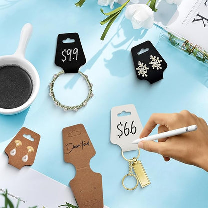 500pcs Jewelry Display Cards with Adhesive,1.7*4.7inch Necklace Display Cards with 500pcs Packaging Bags Jewelry Holder Cards Hanging for Earring Hair Band Keychain Scrunchies (500pcsBlack)