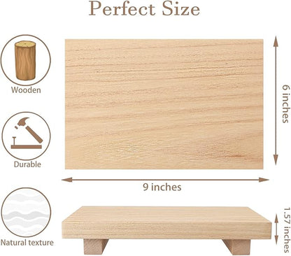 zoocatia Small Wood Tray Pedestal Stand Farmhouse Bathroom Decor Decorative Wooden Riser Kitchen Soap Dish Holder for Vanity, Counter, Sink, 9" x 5.9" - Burlywood