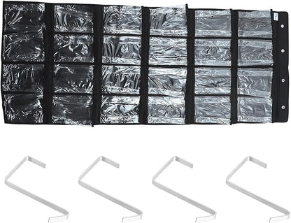 Sewroro 24-pocket Hanging Shoe Organizer, Non-woven Fabric Storage Bag with Mesh Pockets, Black Door-mounted Shoe Storage for Bedroom and Dormitory