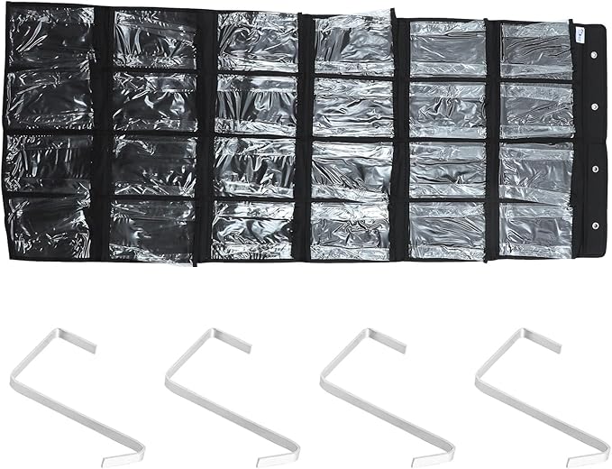 24-Grid Shoe Hanging Bag Organizer, Non-Woven Fabric Door Storage Hanging Bag, Pocket Shoe Storage for Bedroom and Closet Use, Black