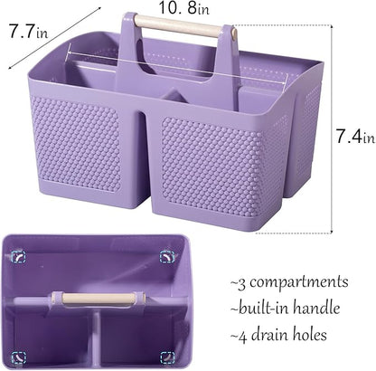 rejomiik Portable Shower Caddy Basket Plastic Cleaning Caddy Organizer Storage Tote with Handle for Bathroom, College, Dorm Room Essentials, Purple