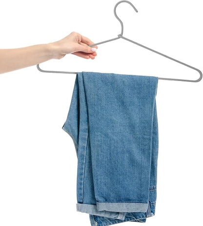 GlikCeil 15 Pcs Fabric Wrapped Metal Hangers Covered Wire Hanger Metal Coat Hangers Non Slip for Clothes Closet Clothing Suit Shirt Pant (Gray,Basic Style)