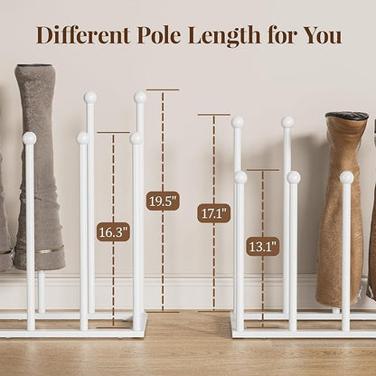 pickpiff Free Standing Shoe Racks - 19.5 Inch White Metal Boot Rack Organizer Tall Boots for Dorm Room, Closet, Entryway, Bedroom, Patio Outdoor, Hallway, White, Shoe Storage Fit for 8 Pairs