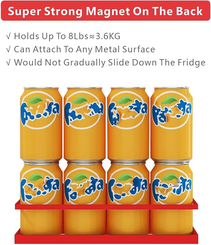 Magnetic Spice Rack For Refrigerator, Space Saving Magnetic Shelf For Fridge Red 4 Pack With Magnetic Paper Towel Holder