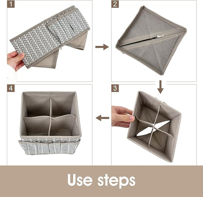 Cosmetic Storage Bins Makeup Organizer, Adjustable Multifunction Storage Box Desk Drawer Divider for Makeup Brushes, Bathroom Countertop or Dresser, Set of 4 (Grey)