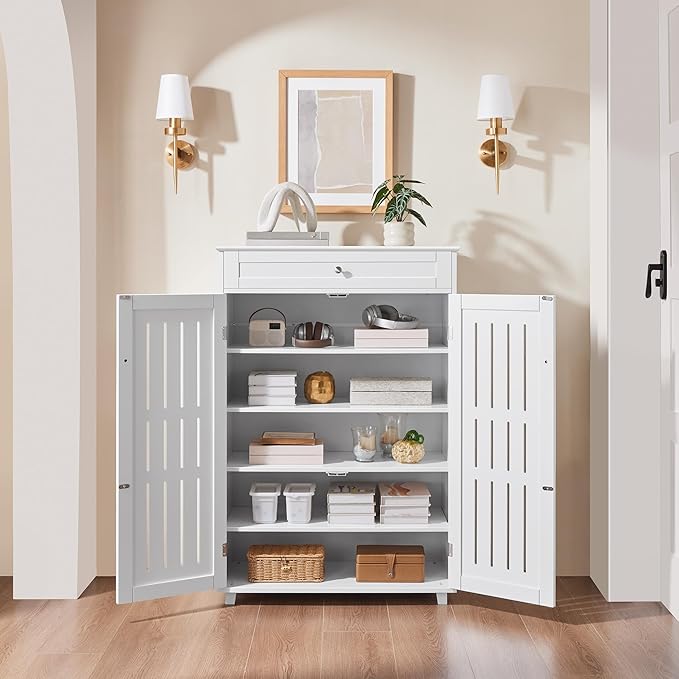 Topeakmart Shoe Storage Cabinet, 5 Tier Adjustable Shoes Organizer with Drawer, Freestanding Shoe Rack for Entryway, Foyer, Hallway
