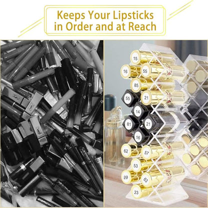 Nimiah Lipstick Holder Organizer for-Vanity - 16 Slots Lip Gloss Holder Clear Cosmetics Display Stand for Lip Stick Storage
