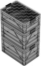 SIDIO CRATE Starter Pack - Two Full Size and One Half Size SidioCrate, Stackable Outdoor Organizer Storage Bins with Clear Lid and Dividers - Gray