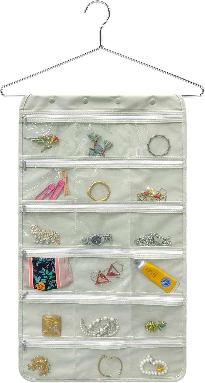 Bloss Hanging Jewelry Organizer and Storage Travel with Zipper, Travel Jewelry Organizer, Earring Travel Storage Holder with 36 Pockets, Travel Jewelry Holder for Suitcase,Closet,Foldable Roll Case