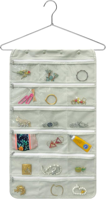 Bloss Hanging Jewelry Organizer and Storage Travel with Zipper, Travel Jewelry Organizer, Earring Travel Storage Holder with 36 Pockets, Travel Jewelry Holder for Suitcase,Closet,Foldable Roll Case