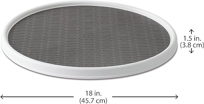 Copco 18-Inch Lazy Susan Turntable Organizer, Non-Skid Pantry or Cabinet Spinner for Spices, Condiments, and Bottles, Durable White/ Gray Design