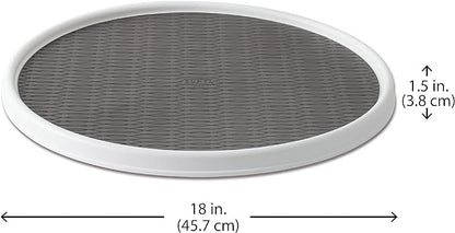Copco 18-Inch Lazy Susan Turntable Organizer, Non-Skid Pantry or Cabinet Spinner for Spices, Condiments, and Bottles, Durable White/ Gray Design