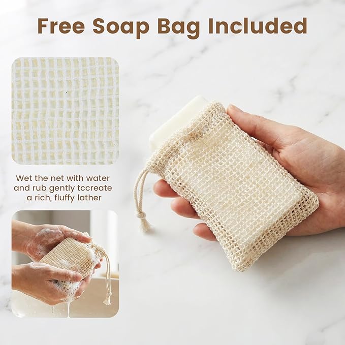 2PCS Self Draining Soap Holders, Rustic Slotted Bamboo Dish Tray, Easy Cleaning Wooden Soap Dish for Shower, Bathroom, Kitchen Sponges, Bath Tub, Packed in A Case (Walnut Style)