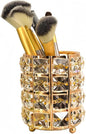 Makeup Brush Holder Organizer Crystal Bling Cosmetic Storage Box for Brushes, Combs & Pens, Candle Holder Container（Gold）