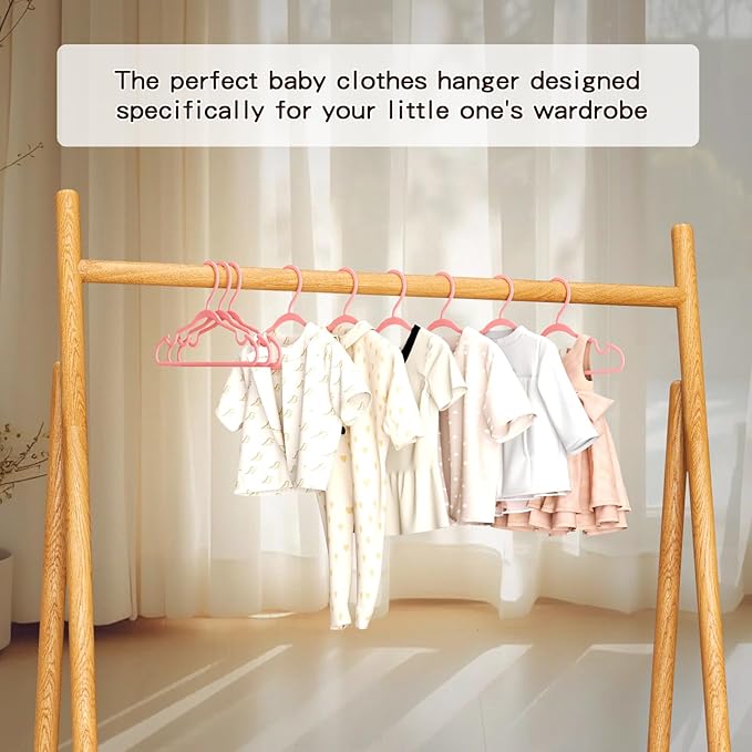 100 Pack Baby Plastic Hangers,12.83" Ultra-Thin,Non-Slip Hangers for Children. Ideal for Closets and Nurseries.Designed for Newborns and Children's Clothing,Including Trousers,Coat,Dresses.(Pink)