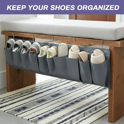 SHENLIU 2 Pcs RV Shoe Pockets 10 Pockets Heavy Hanging Bedside Pocket Shoe Storage Organizer with Sturdy Hooks Storage Pocket Hangs on Bed for Shoes Bottle Toiletry and Tool Accessories